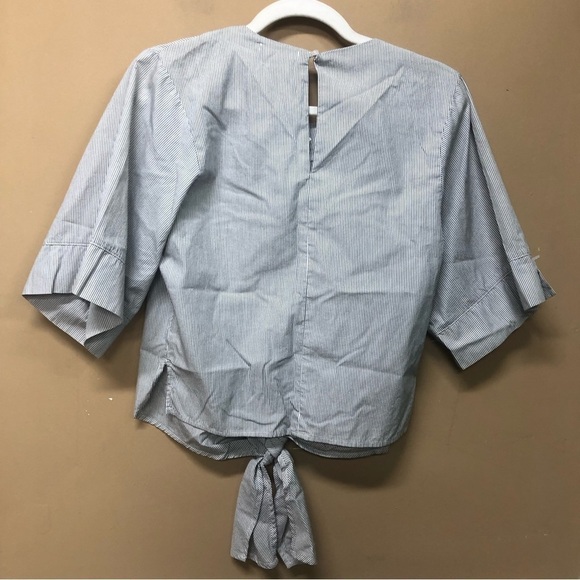 Stelen Black White Stripe Knot Front Blouse Size S NWT - Picture 2 of 6